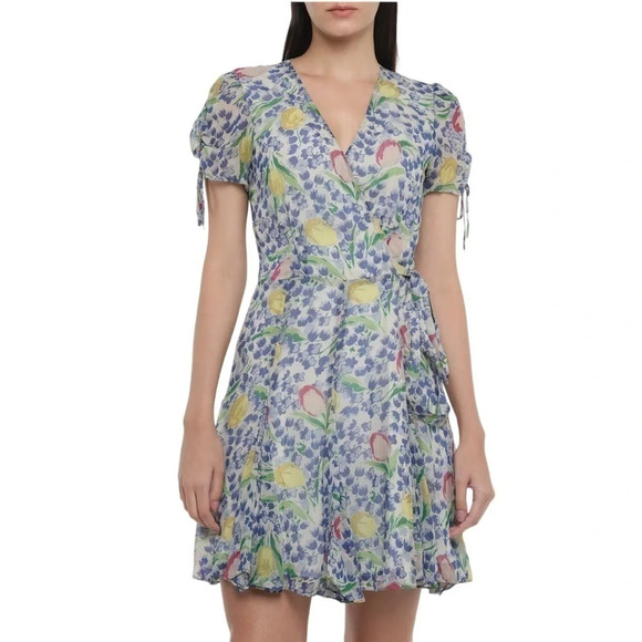 Polo Ralph Lauren Womens Floral Short Sleeve Crepe Wrap Dress Size 2 - Picture 1 of 15